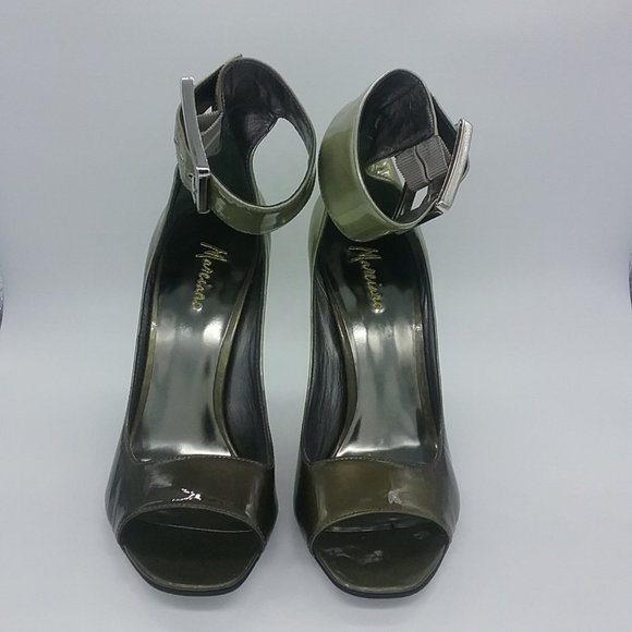 Marciano Patent Peep toe Ankle Cuff Heels - Picture 4 of 15